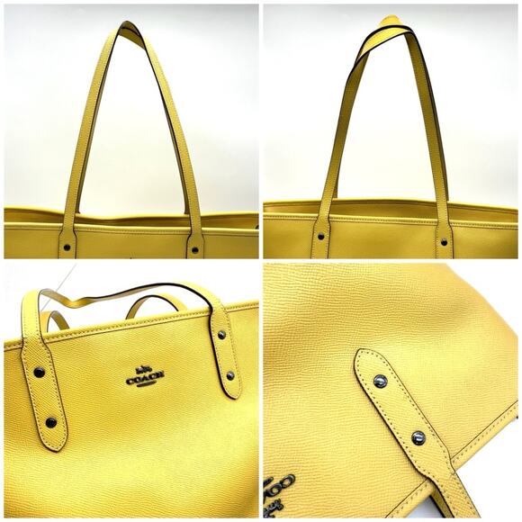Coach City Zip Tote Crossgrain Leather Sunflower Yellow/Gunmetal F58846 - Picture 11 of 14